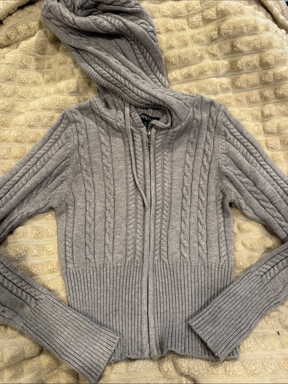 Cable Knit Hoodie Sweater - Harper & Ivy